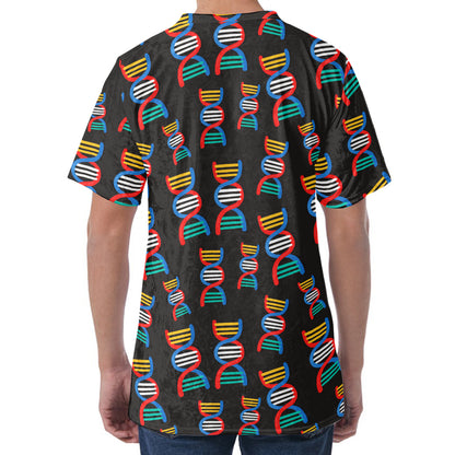 DNA Strands Pattern Print Men's Velvet T-Shirt