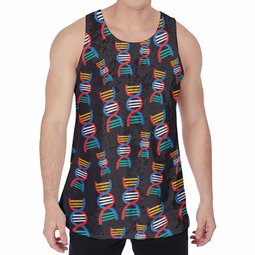 DNA Strands Pattern Print Men's Velvet Tank Top