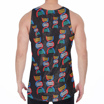 DNA Strands Pattern Print Men's Velvet Tank Top