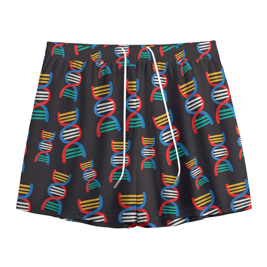 DNA Strands Pattern Print Mesh Shorts