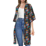DNA Strands Pattern Print Open Front Beach Cover Up