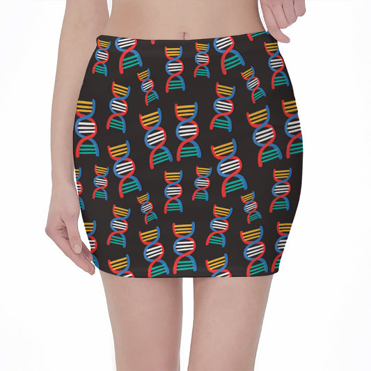 DNA Strands Pattern Print Pencil Mini Skirt