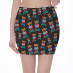 DNA Strands Pattern Print Pencil Mini Skirt