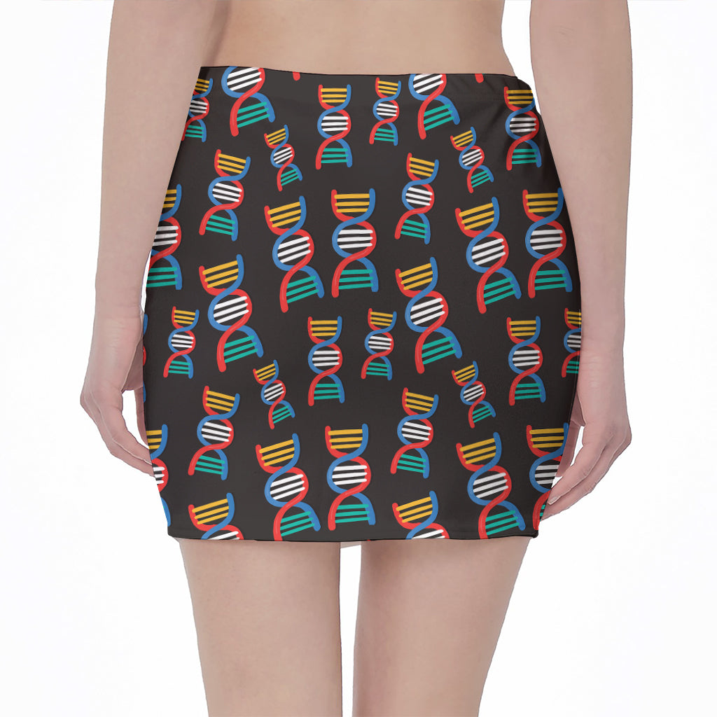 DNA Strands Pattern Print Pencil Mini Skirt