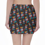 DNA Strands Pattern Print Pencil Mini Skirt