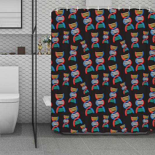 DNA Strands Pattern Print Polyester Shower Curtain