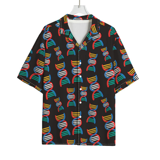 DNA Strands Pattern Print Rayon Hawaiian Shirt