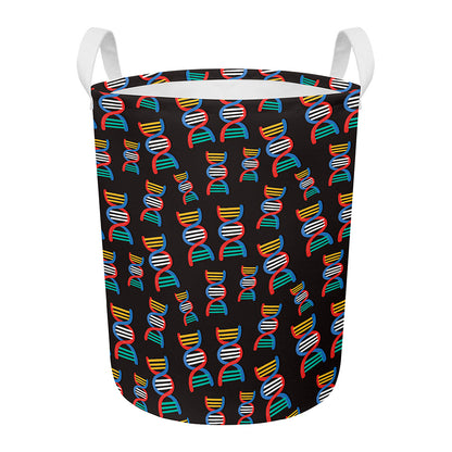 DNA Strands Pattern Print Round Laundry Basket