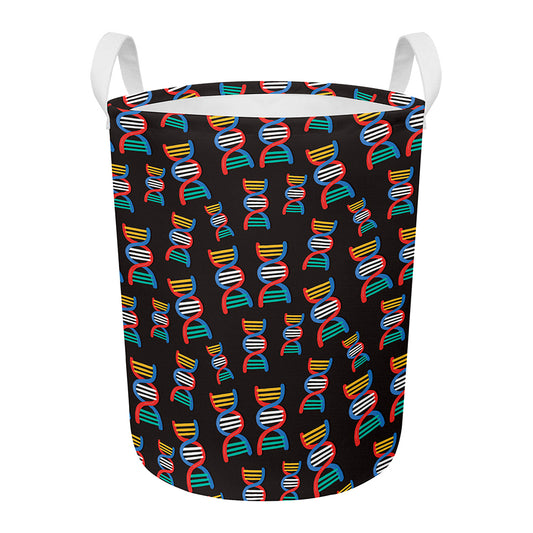 DNA Strands Pattern Print Round Laundry Basket