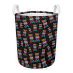DNA Strands Pattern Print Round Laundry Basket