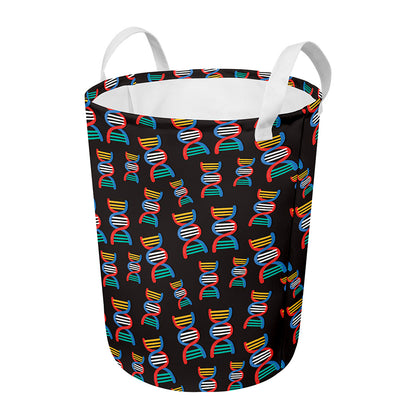 DNA Strands Pattern Print Round Laundry Basket