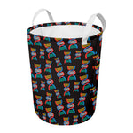 DNA Strands Pattern Print Round Laundry Basket