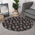 DNA Strands Pattern Print Round Rug