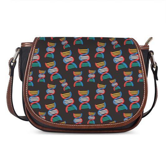 DNA Strands Pattern Print Saddle Bag