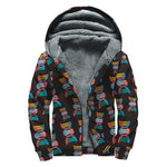 DNA Strands Pattern Print Sherpa Lined Zip Up Hoodie