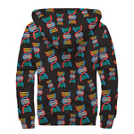 DNA Strands Pattern Print Sherpa Lined Zip Up Hoodie