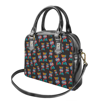 DNA Strands Pattern Print Shoulder Handbag