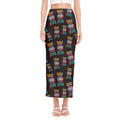 DNA Strands Pattern Print Side Slit Maxi Skirt