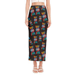 DNA Strands Pattern Print Side Slit Maxi Skirt