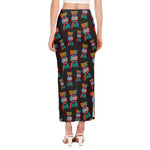 DNA Strands Pattern Print Side Slit Maxi Skirt