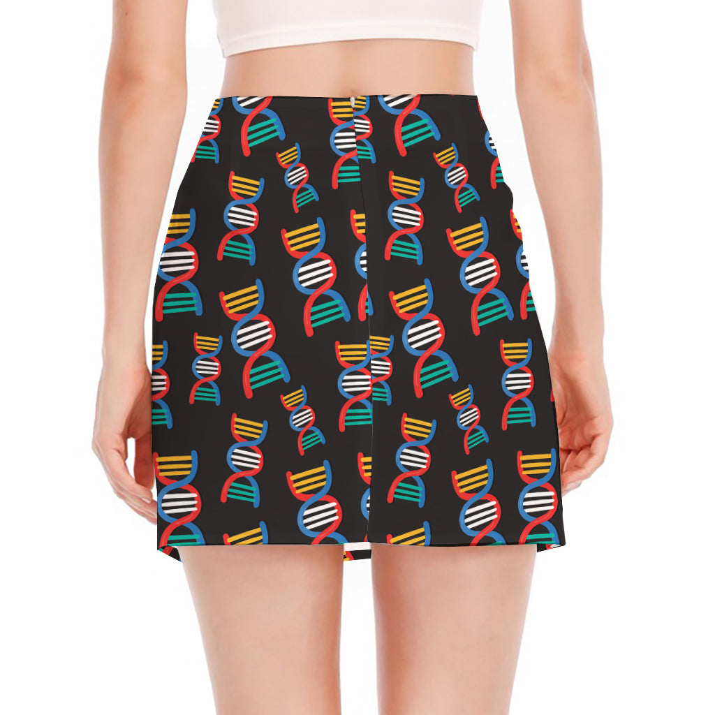 DNA Strands Pattern Print Side Slit Mini Skirt