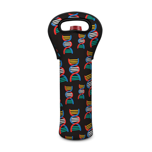 DNA Strands Pattern Print Single Neoprene Wine Tote