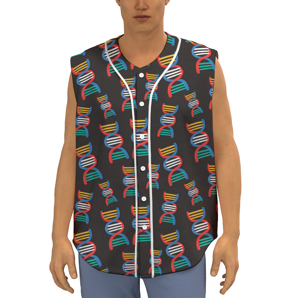 DNA Strands Pattern Print Sleeveless Baseball Jersey