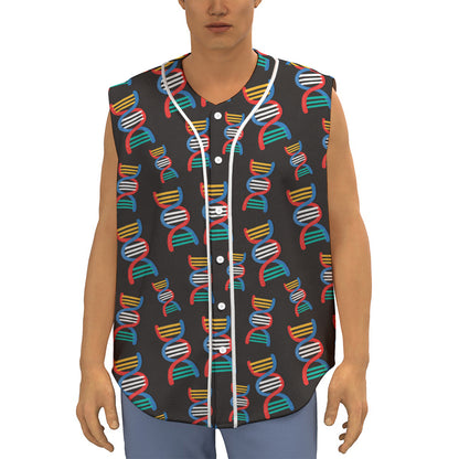 DNA Strands Pattern Print Sleeveless Baseball Jersey