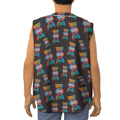 DNA Strands Pattern Print Sleeveless Baseball Jersey