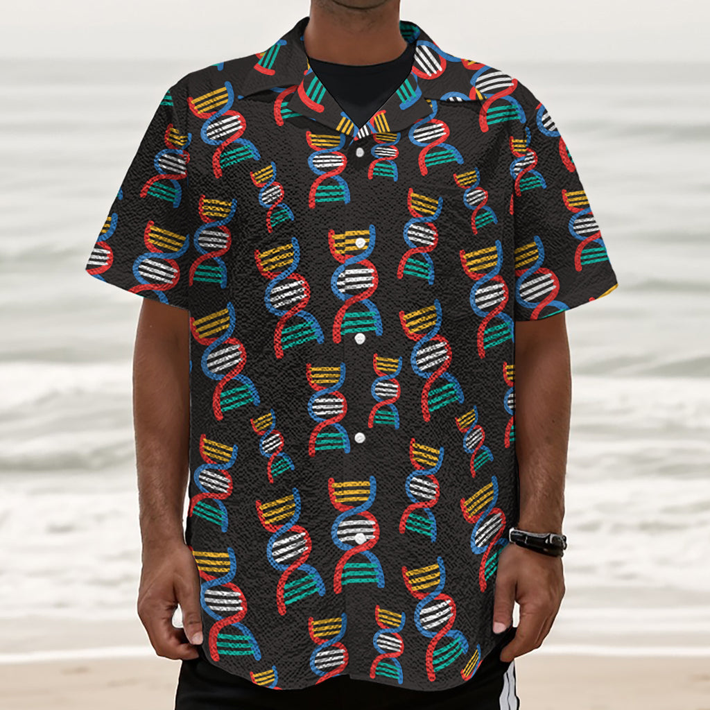 DNA Strands Pattern Print Textured Short Sleeve Shirt