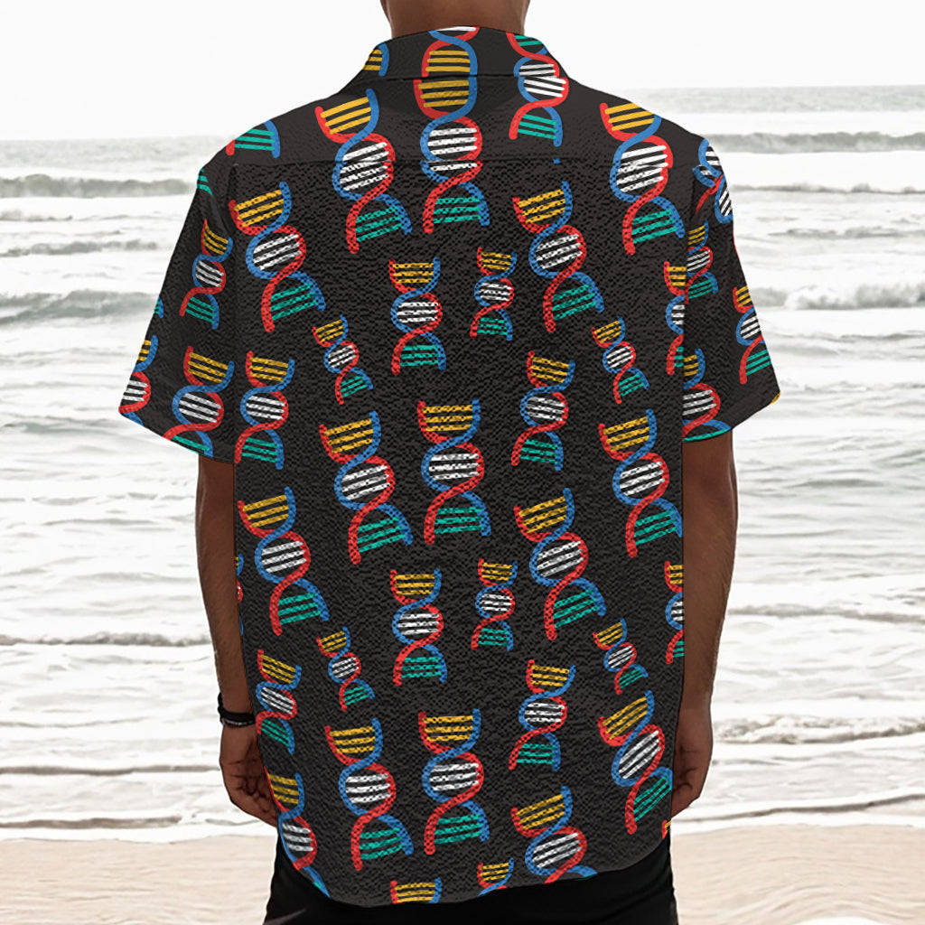 DNA Strands Pattern Print Textured Short Sleeve Shirt