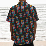 DNA Strands Pattern Print Textured Short Sleeve Shirt