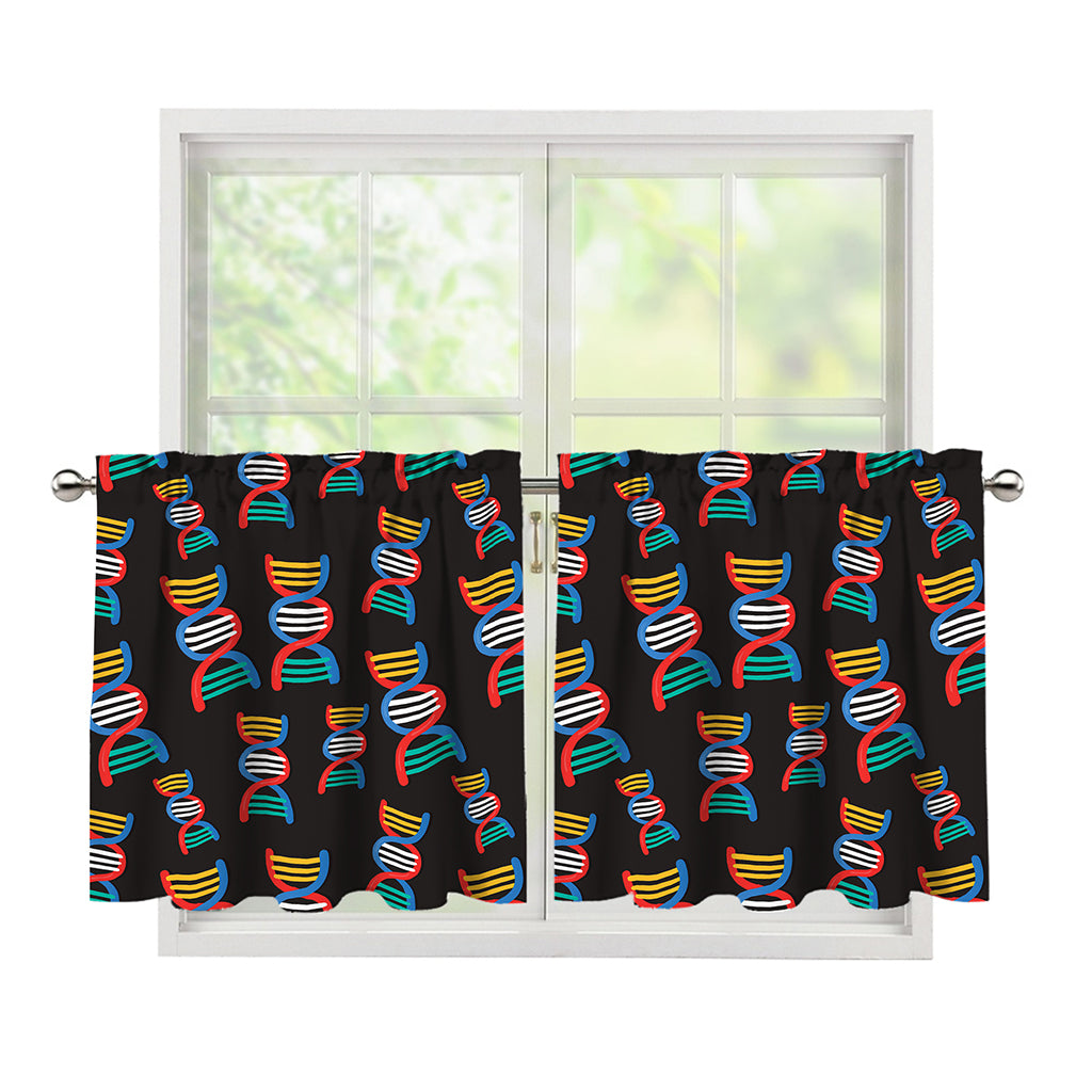 DNA Strands Pattern Print Tier Curtains