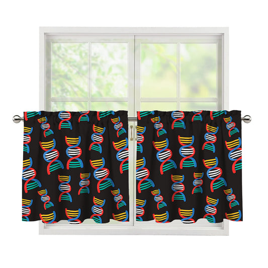 DNA Strands Pattern Print Tier Curtains