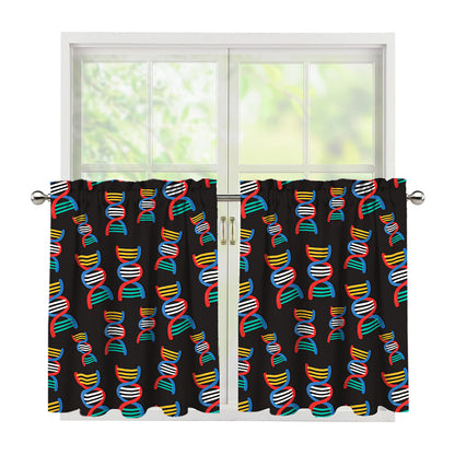 DNA Strands Pattern Print Tier Curtains