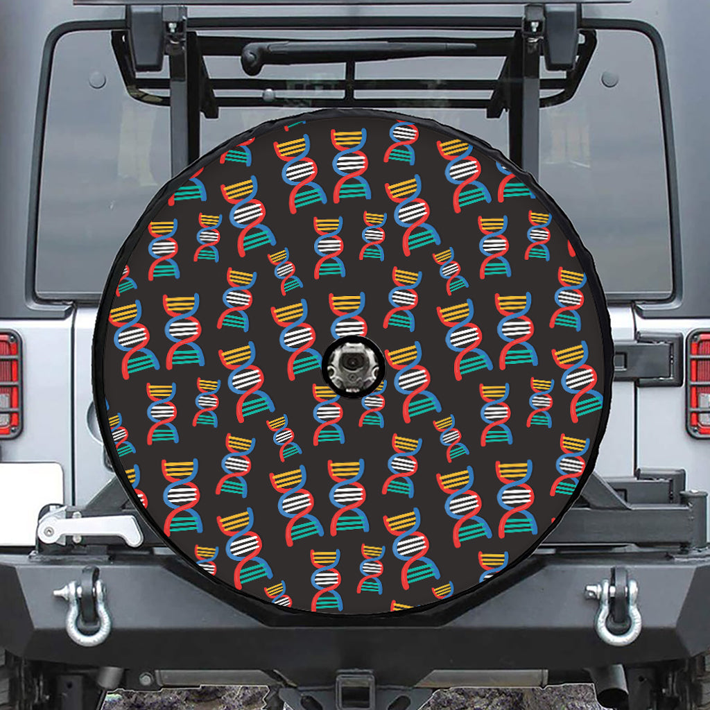 DNA Strands Pattern Print Tire Cover With Camera Hole
