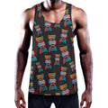 DNA Strands Pattern Print Men's Workout Tank Top