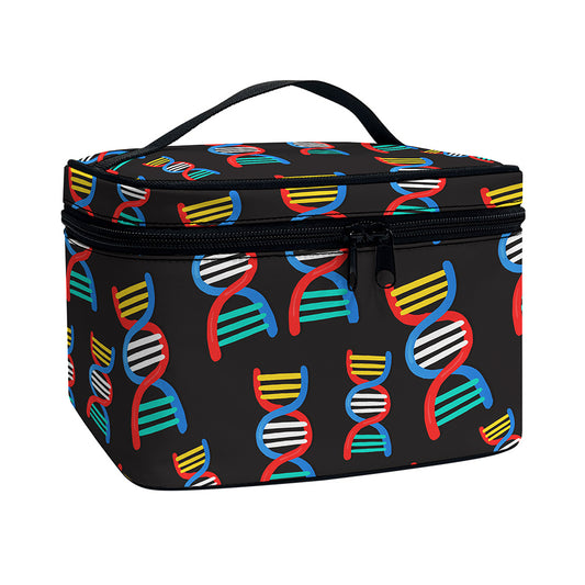 DNA Strands Pattern Print Travel Makeup Bag