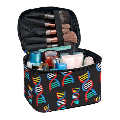 DNA Strands Pattern Print Travel Makeup Bag