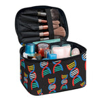 DNA Strands Pattern Print Travel Makeup Bag