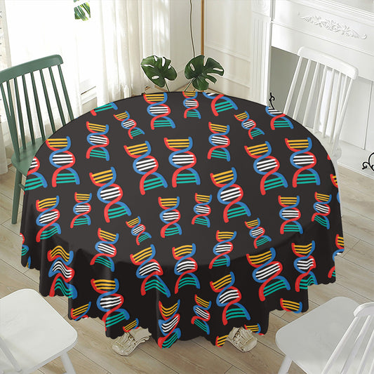 DNA Strands Pattern Print Waterproof Round Tablecloth