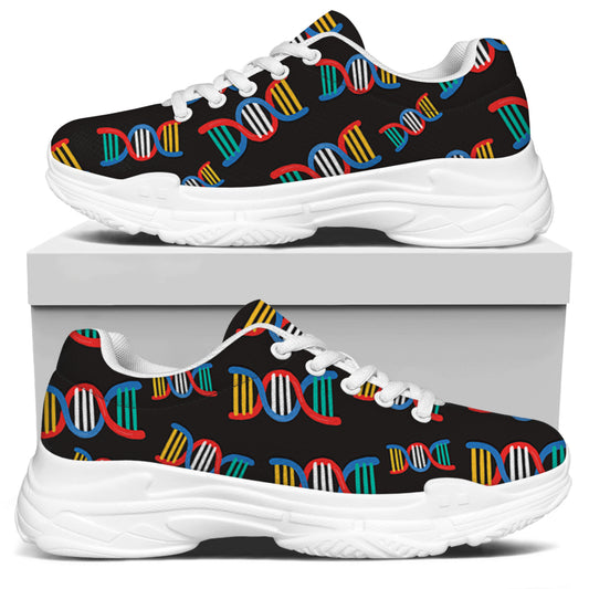 DNA Strands Pattern Print White Chunky Shoes