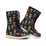 DNA Strands Pattern Print Winter Boots