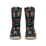DNA Strands Pattern Print Winter Boots