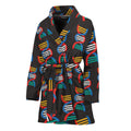 DNA Strands Pattern Print Women's Bathrobe