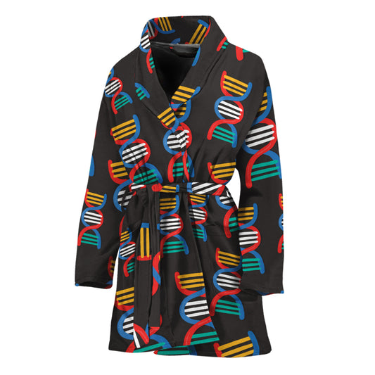 DNA Strands Pattern Print Women's Bathrobe