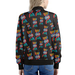 DNA Strands Pattern Print Women's Bomber Jacket