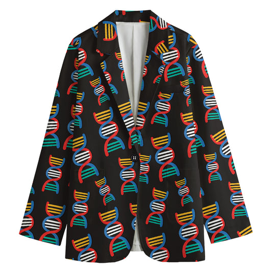 DNA Strands Pattern Print Women's Cotton Blazer