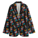 DNA Strands Pattern Print Women's Cotton Blazer