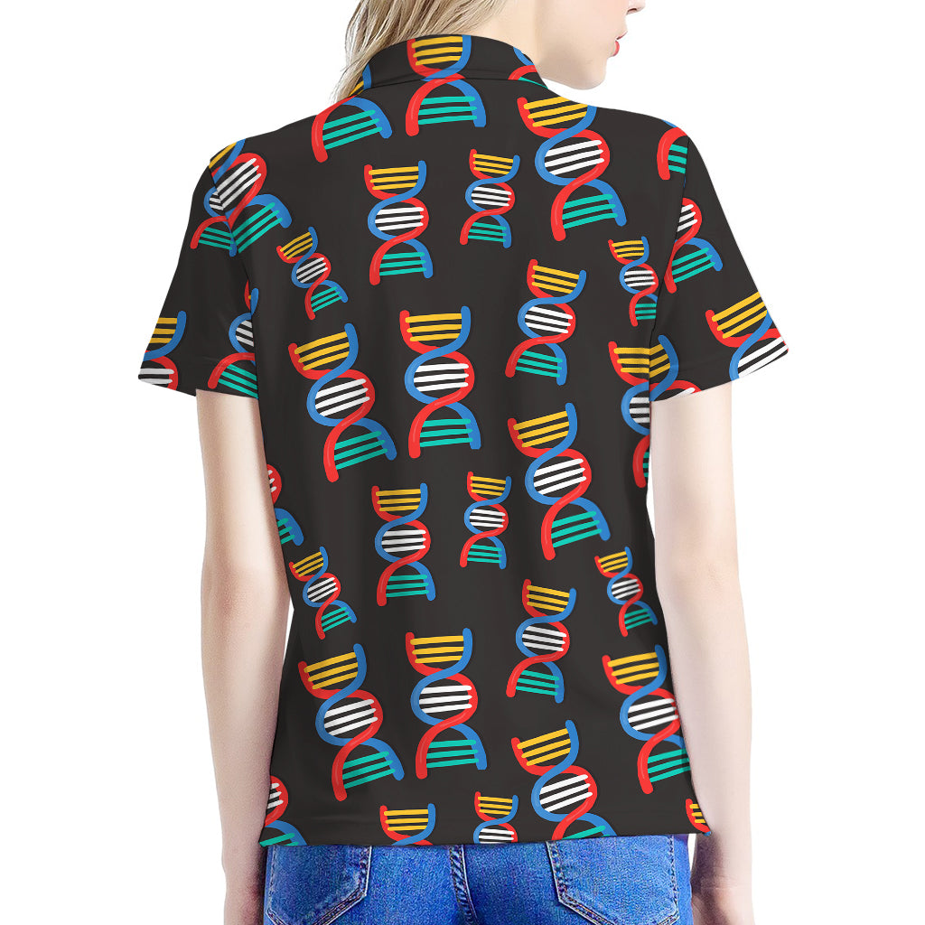 DNA Strands Pattern Print Women's Polo Shirt